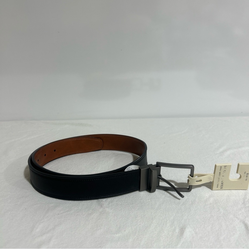 NEW Scott James Reversible Belt Black Brown Mens Sz S 30/32 Double stitch